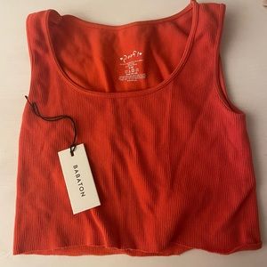 Red Cropped Ribbed Tank